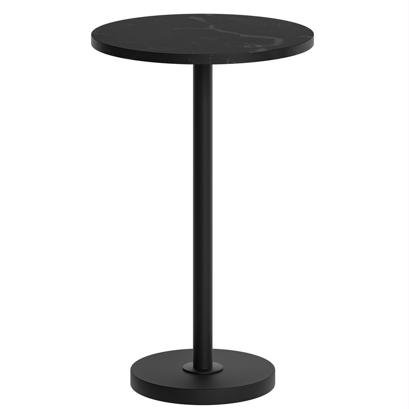 24.7" Small End Table Round Storage Table Cocktail Table, Matte Black