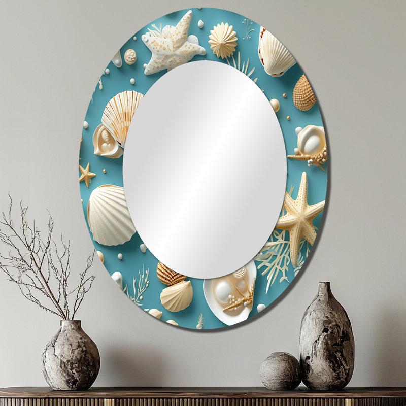 Tarres - Miroir décoratif ovale abstrait sur métal, H 40 po x l 30 po