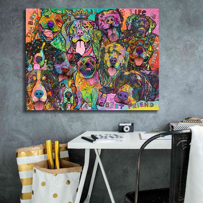 «Best Friends» par Dean Russo, art mural sur toile, H 26 po x l 34 po x P 1,5 po