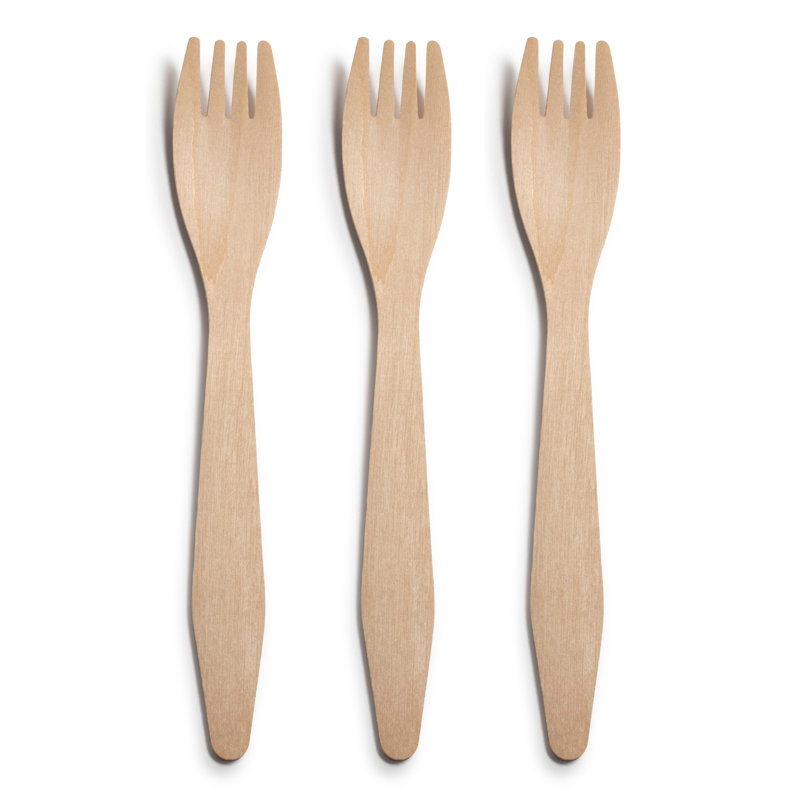Fourchettes jetables écologiques en bouleau naturel