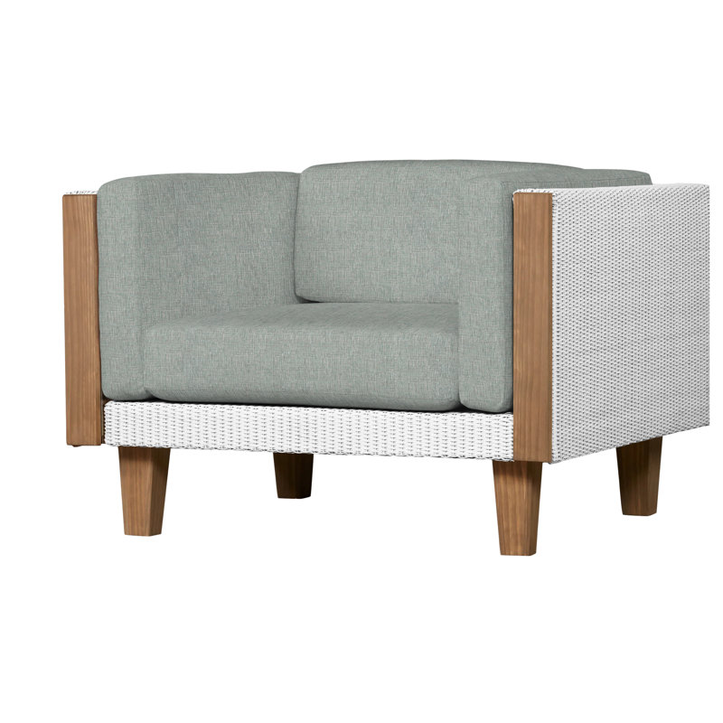Catalina Outdoor Teak Lounge Chair, White, Demo Skyway