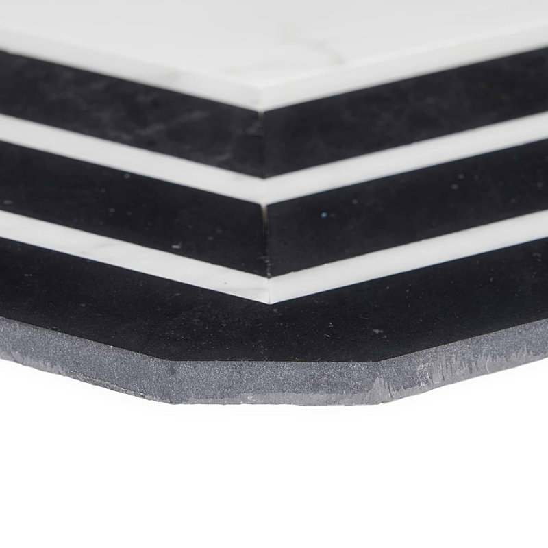 Mezzo 11x18 Polished Calacatta Marble Mosaic Tile, Brava Polished