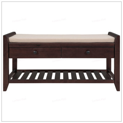 Shoe Rack with Cushioned Seat and Drawers, Multipurpose Entryway Storage Bench for Modern Homes