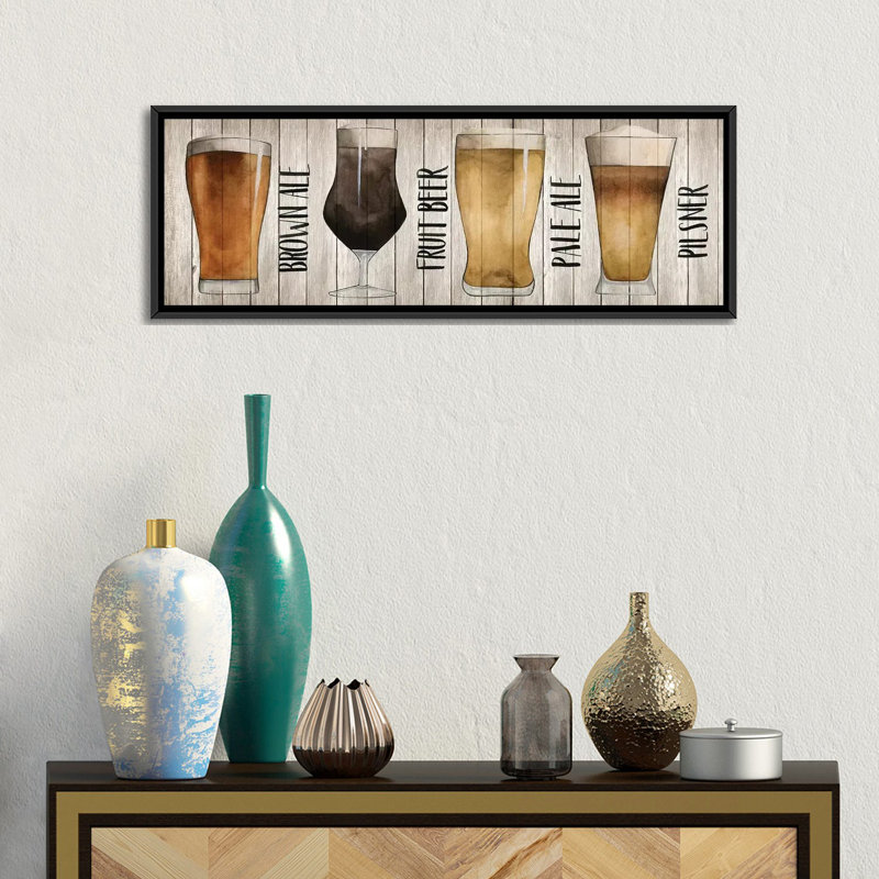 « bière chart i », impression sur toile, H 12 po x l 36 po x P 1,5 po, Cadre noir