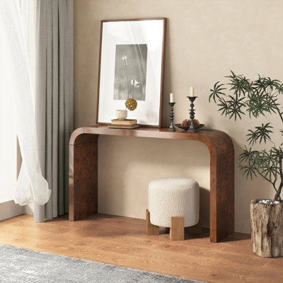 Kialah 52" W Burl Wood Console Table – Artisan Elegance with Graceful Lines