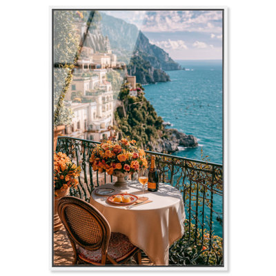Décoration murale pour salon : Dessert et vue sur la côte, impression acrylique encadrée par Notoriart, cadre blanc, 24 x 36 pouces