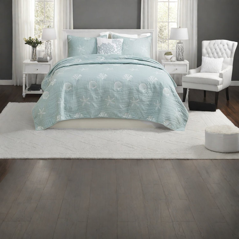 Ensembles de literie en coton de qualité supérieure, brodés réversibles, style bord de mer pour la maison