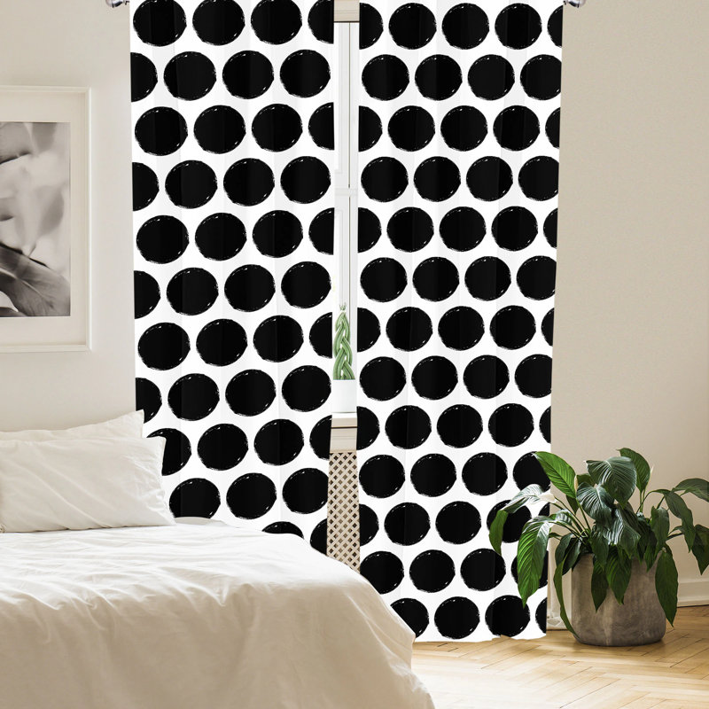  Paire de rideaux semi-transparents à pois, 28 po x 95 po