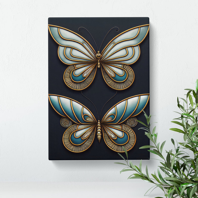 Art Nouveau Butterflies No.2 - Wrapped Canvas, 60cm H x 40cm W x 3cm D