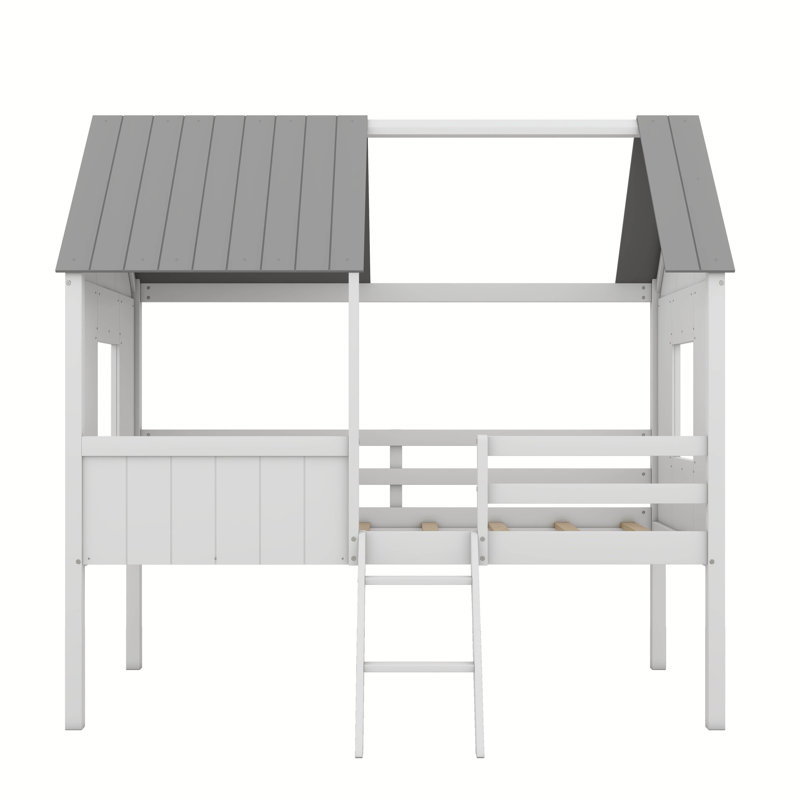 Lit mezzanine simple Sublette, Blanc / gris