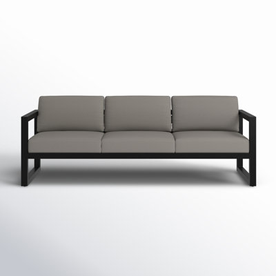 Smith 84.25'' Wide Rectangle Powder Coated Aluminum Patio Sofa with Sunbrella® Cushions