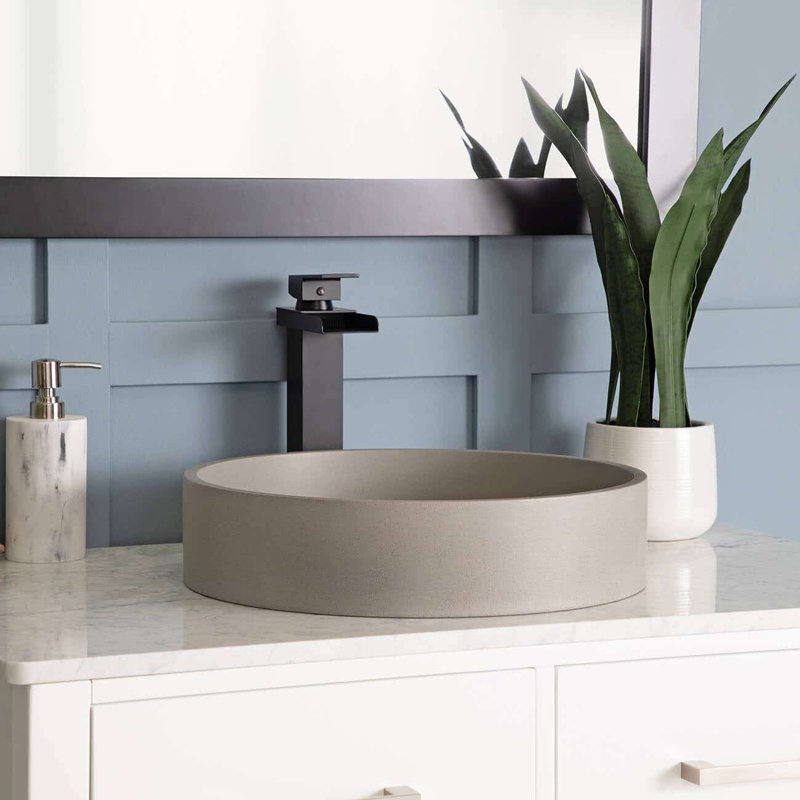 Chevington Portland Collection 17 Inch Concrete Vessel Sink 16.75'' Concrete Circular Bathroom Sink, Light Gray