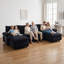 Canapé modulaire en forme de U 140,94 po avec 2 repose-pieds modulaires en U, revêtement en velours côtelé 6 places, assise profonde et confort, noir