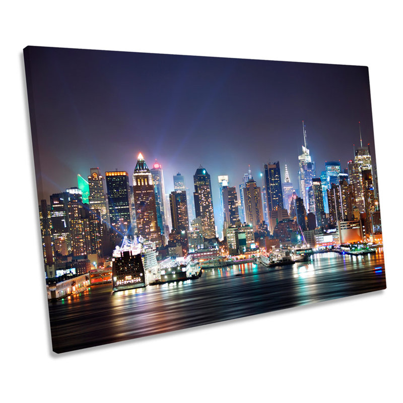 New York City Night Skyline - Wrapped Canvas Print, 30.5cm H x 45.7cm W
