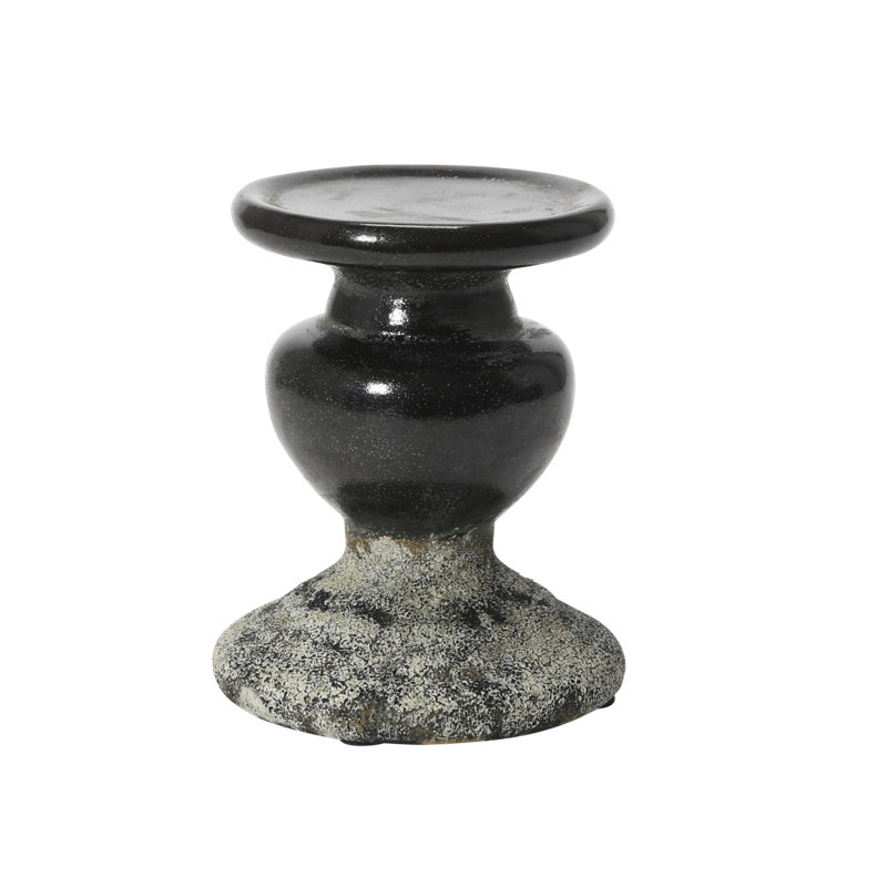 Bougeoir de table Waikiki Zeppelin, H 5,3 po x l 4,5 po x P 4,5 po, Noir / gris vieilli