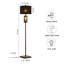Lampe sur pied traditionnelle 63 po avec abat-jour en maille noire et veilleuse en verre fumé