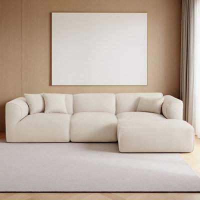 Canapé 4 places avec coussins de siège en éponge pure et repose-pieds détachable, comprenant 3 coussins décoratifs. Idéal pour les salons, les appartements et plus encore.