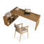 62.99" Burlywood L-Shaped Solid Wood Office Sets