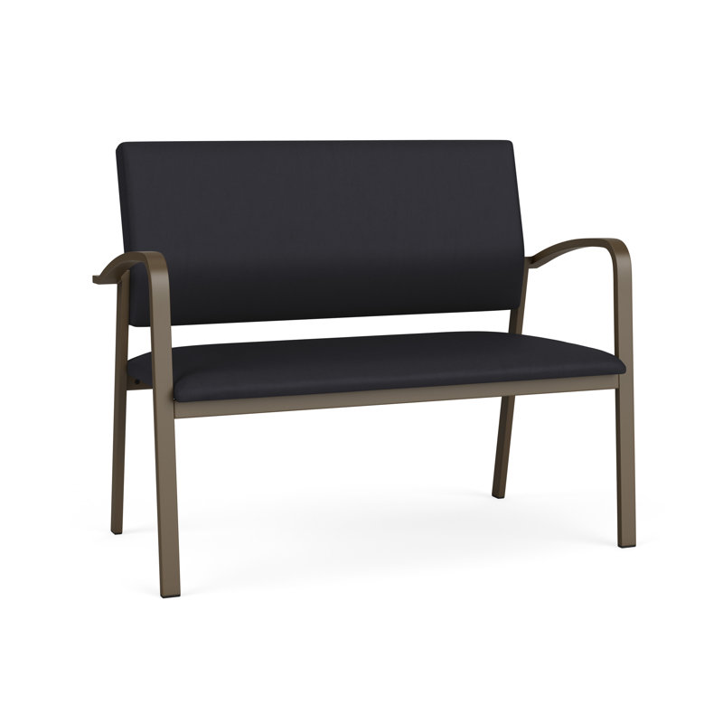 Newport Waiting Reception Loveseat Metal Frame, Patriot Plus Black - Wipe Clean Vinyl, Bronze