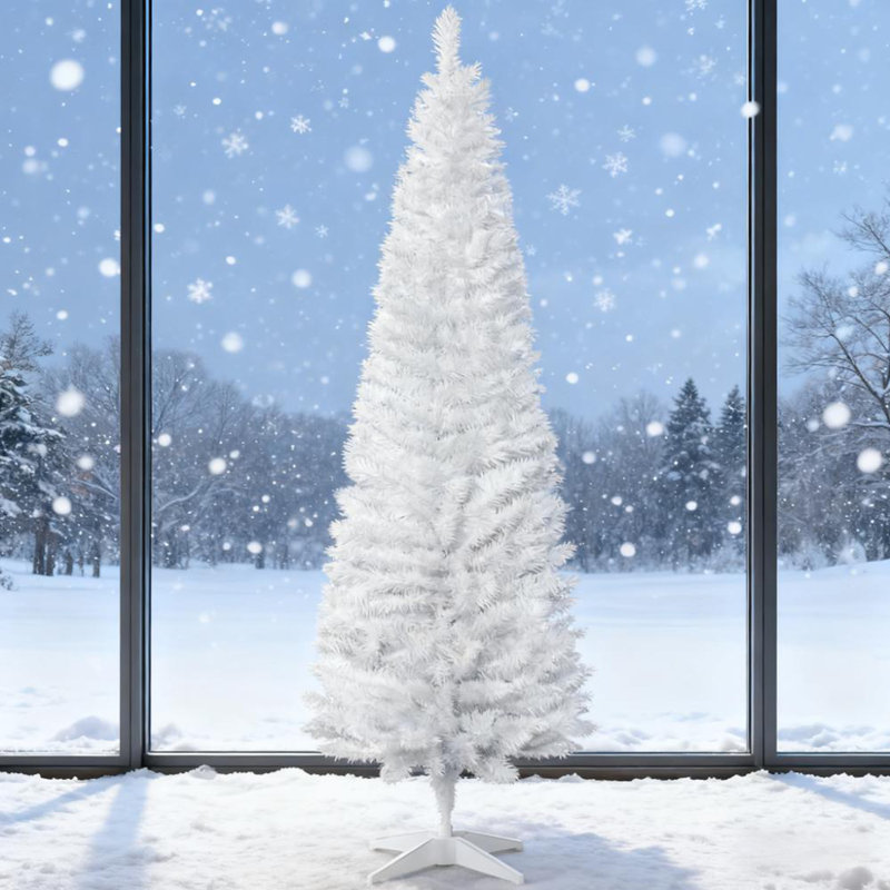 Arbre de Noël artificiel, H 6 pi, Blanc