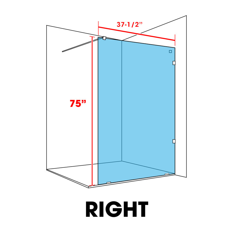 Panneau de douche en verre trempé de 37-1 / 2 po x H 75 po avec surface d'intimité givrée durable
