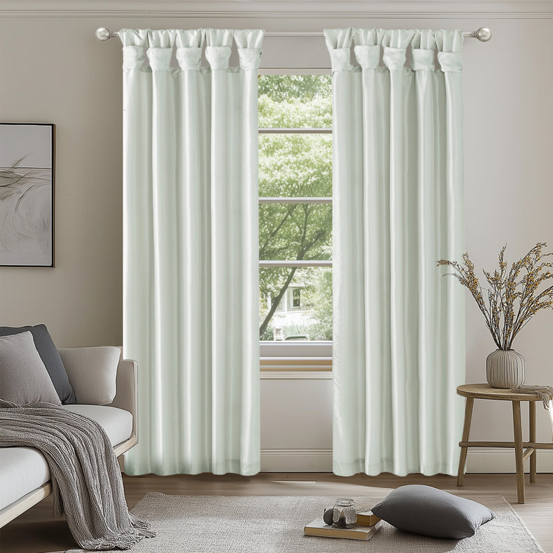 Panneau de rideau simple obscurcissant en soie artificielle Karlita, Étain, L 50 po x L 120 po