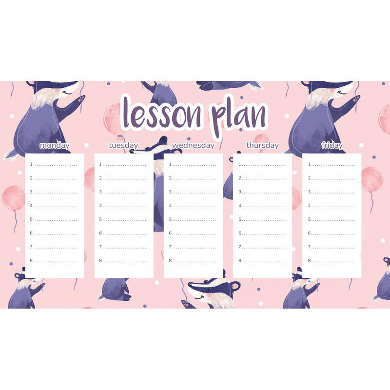 Magnetic Lesson Plan Girls' Badgers with Balloons, Pink