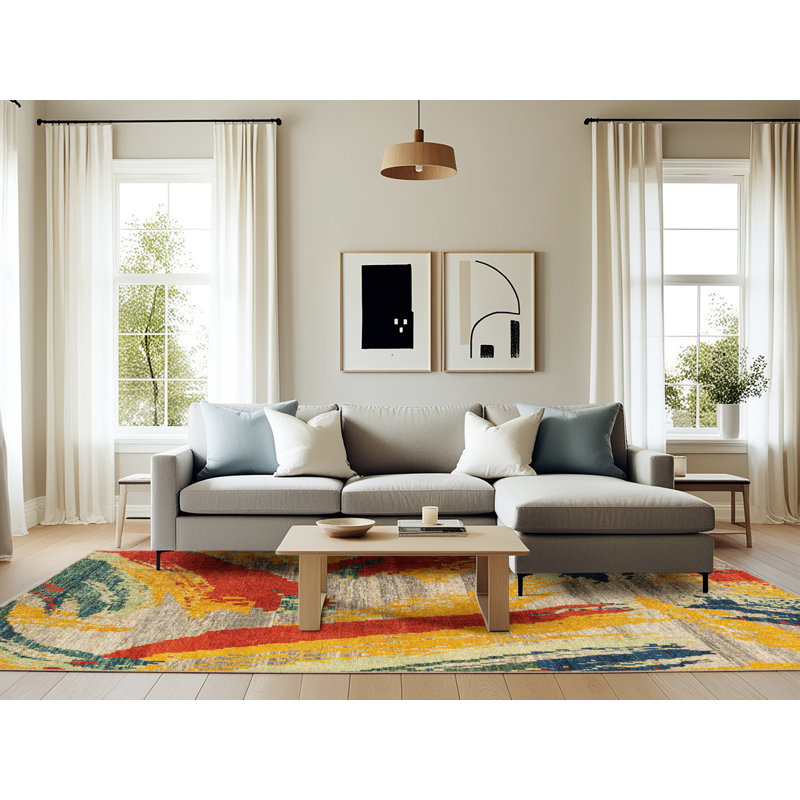 Monyetta Abstract Indoor Rug, Rectangle 6' x 9'