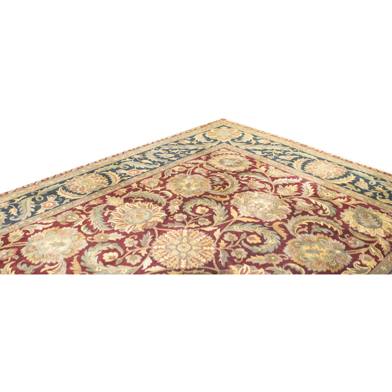 Tapis rouge et noir noué à la main de haute qualité