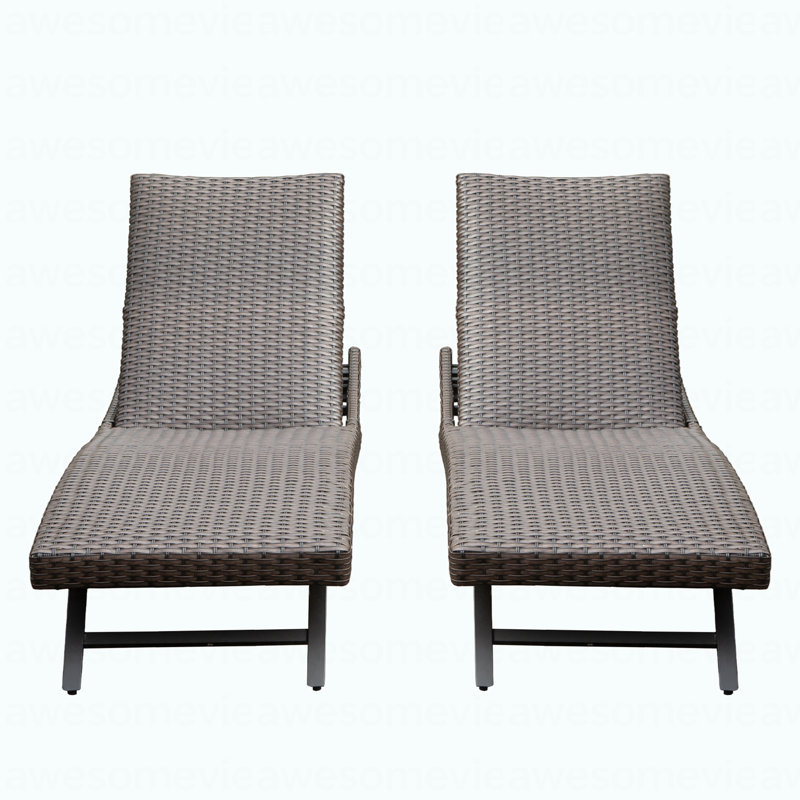 Chaise longue d'extérieur en osier 2 pièces