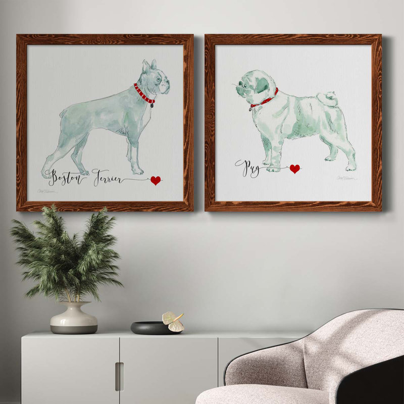 «Must Love Boston Terriers», ensemble de 2 peintures sur toile encadrées, H 71 po x l 35,5 po x P 1,5 po