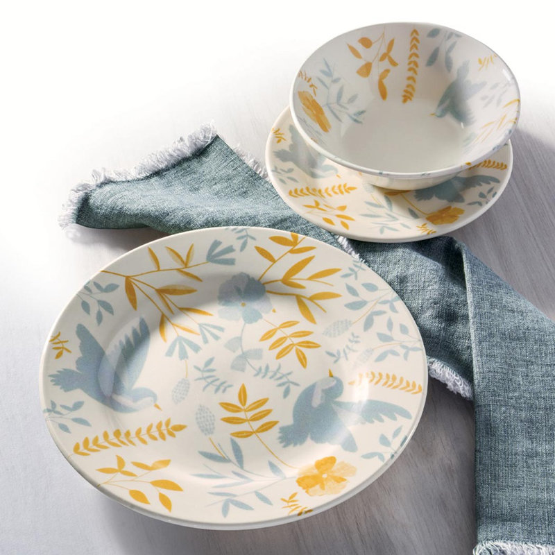 Oxford Donna Bluebird Stoneware 12-piece Dinnerware Set, Service for 4