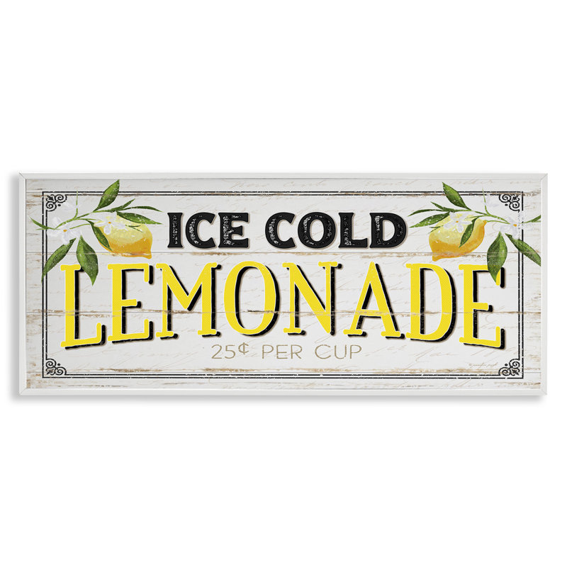 Signe de limonade rétro, estampe numérique par Jennifer Pugh, Estampe numérique encadrée blanc bord de mer, H 10 po x l 24 po