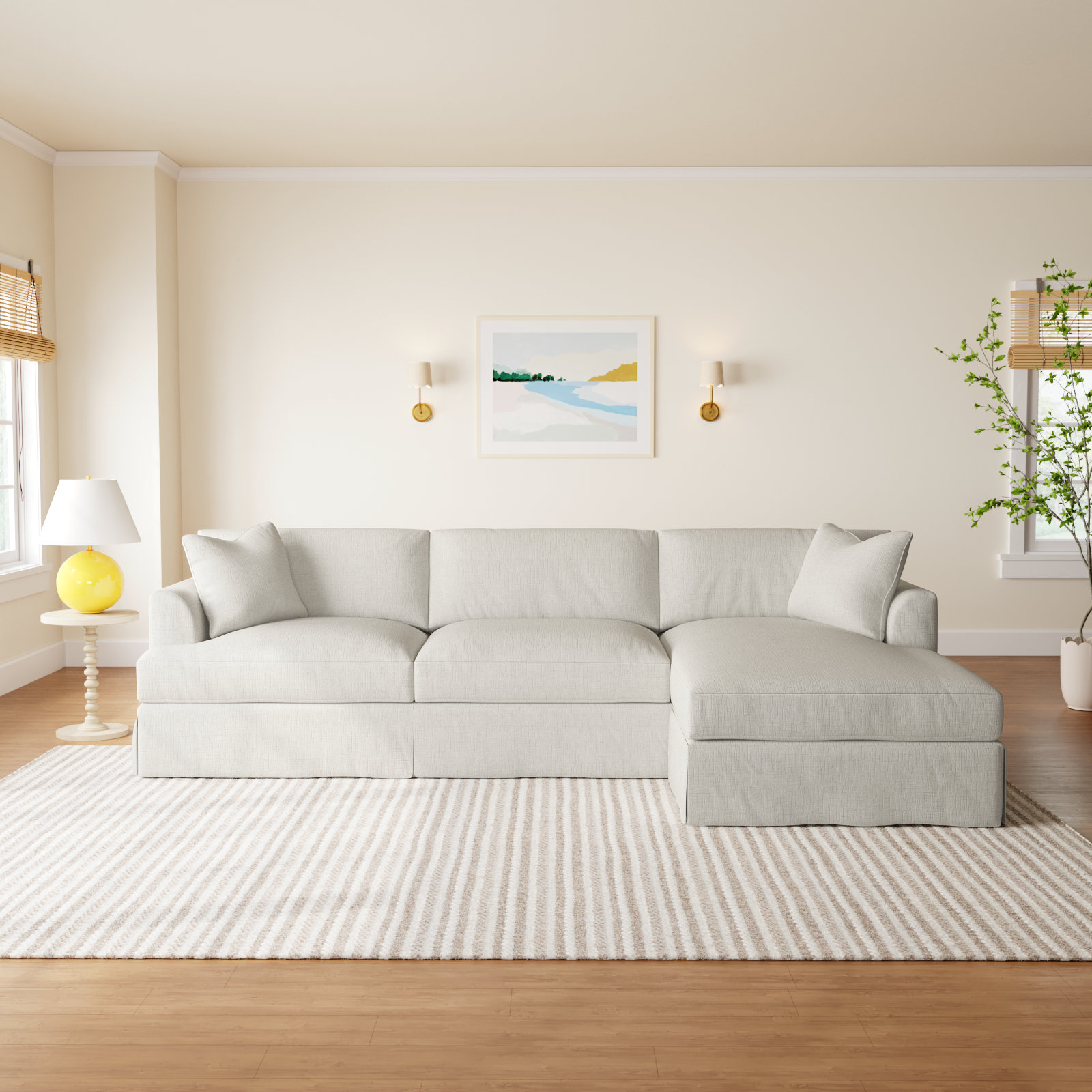 Lucia Chaise Sectional, Cruise Adrift Woven Stripe, Right Hand Facing
