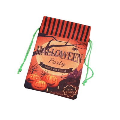 Halloween Kids Candy Drawstring Bags.Reusable Non-woven  Bags With Cute Pumpkin Witch Prints.Small Halloween Gift Pouches For Halloween Party Favors