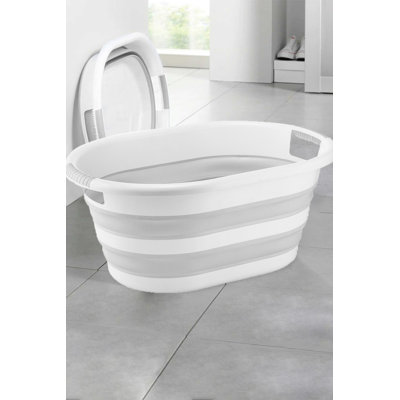 Durable Foldable Laundry Basket, Gray, 17.7 x 24.8 x 11.8 inches | 100% Plastic, Space-Saving Design | Easy to Store & Carry, Perfect for Home & Travel, Versatile Use in Laundry Rooms & Bedrooms