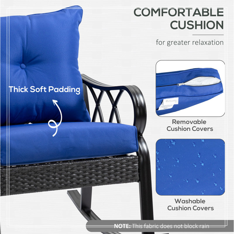 ErgoComfort Aluminum Rattan Rocking Chair with Cushions