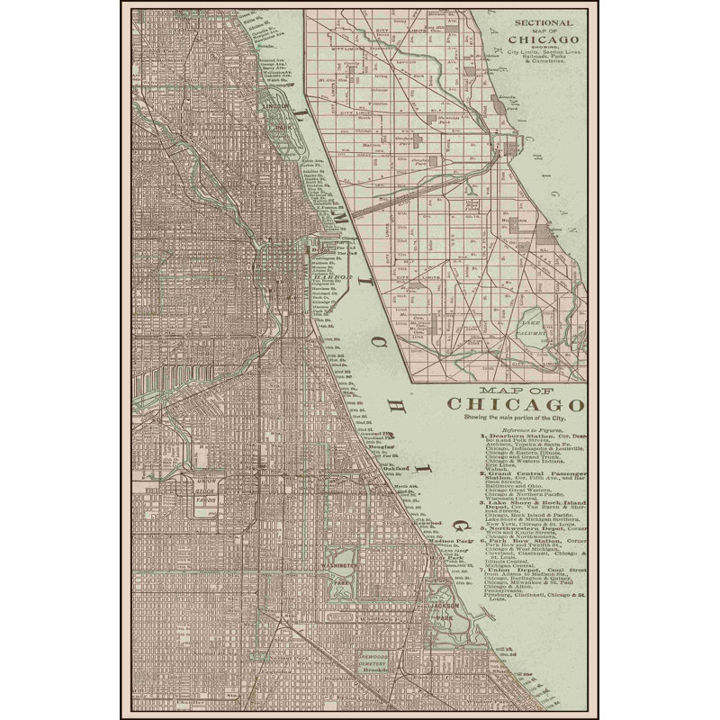 " Tinted Map Of Chicago " by Vision Studio, 18" H x 12" W