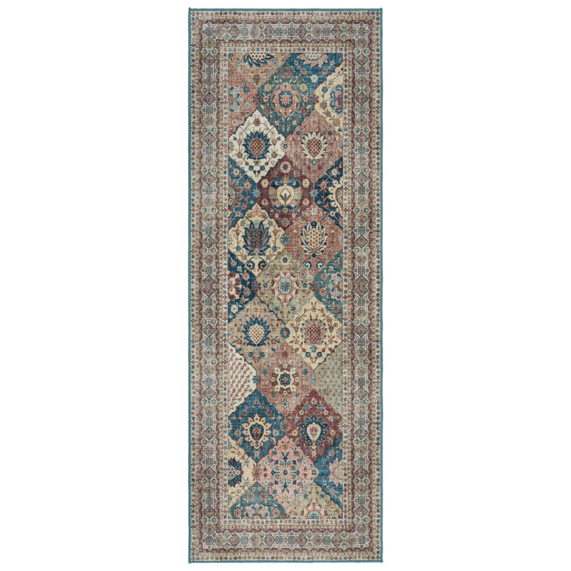 Cinzia Multicolor Synthetic Oriental Washable Area Rug 9x13