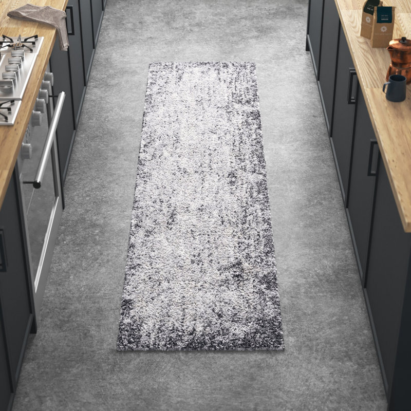 Mena Abstract Gray/Ivory Area Rug, Rectangle 6'7" x 8'7"