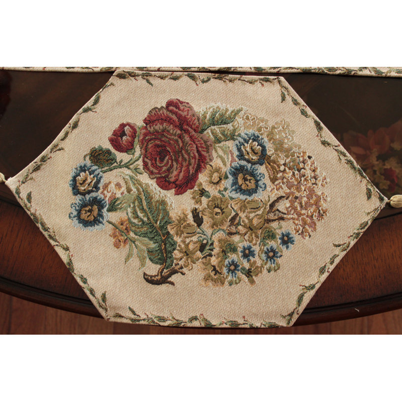 Montpelier Colorful Floral Country Rustic Morning Meadow Woven Tablecloth, 67" L x 13" W