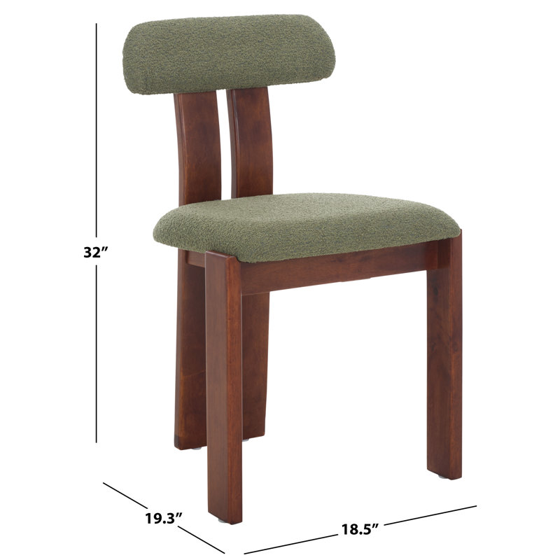 Cayde Boucle Dining Chair, Sage, Walnut
