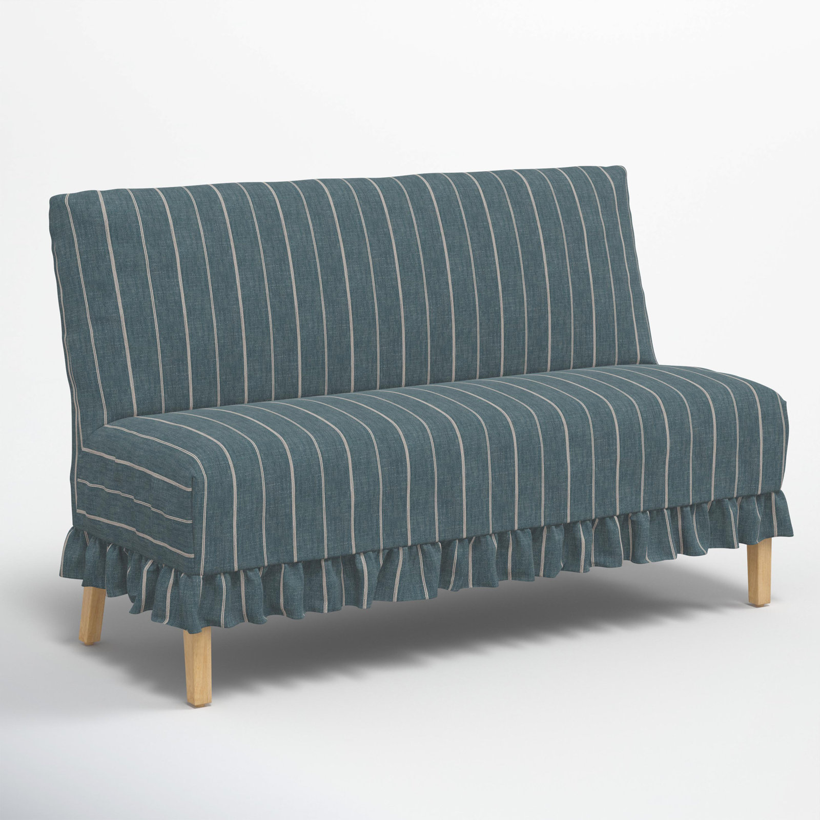 Maggie 57" Bench, Fritz Indigo Stripe