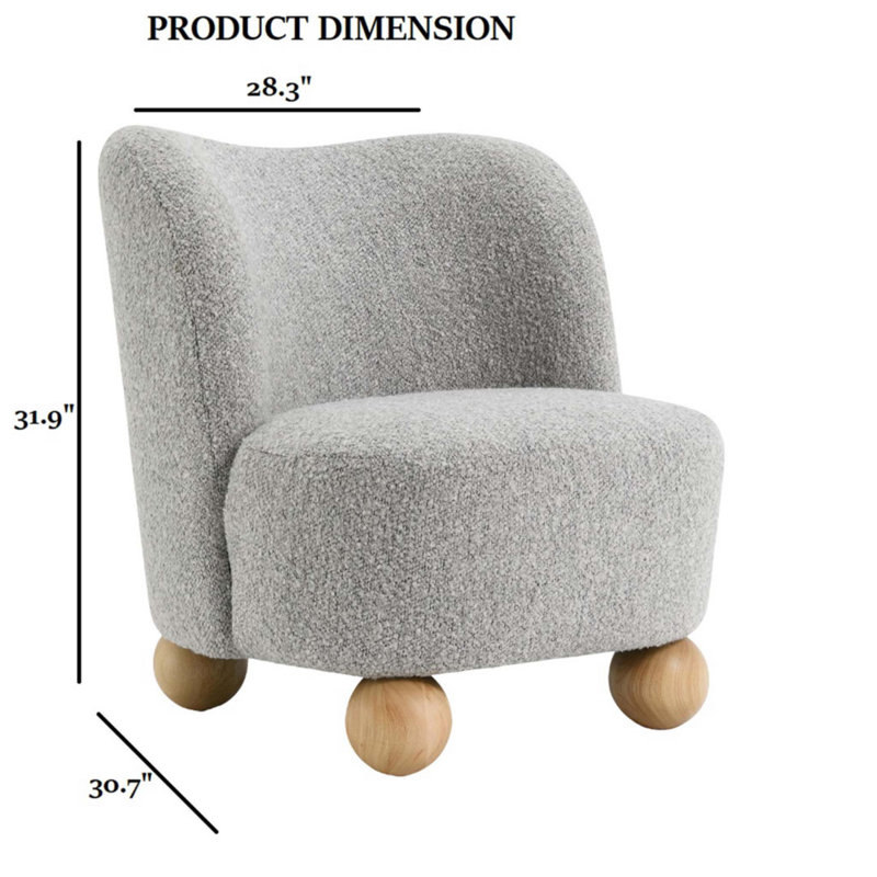 Contemporary Style Accent Chair, Gray, Natural Wood