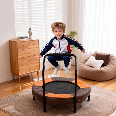 Mini trampoline pliable 36 pouces, rebondisseur intérieur et extérieur pour enfants, trampoline pour tout-petit et poignée en mousse, housse épaissie sécuritaire, élastique Bay