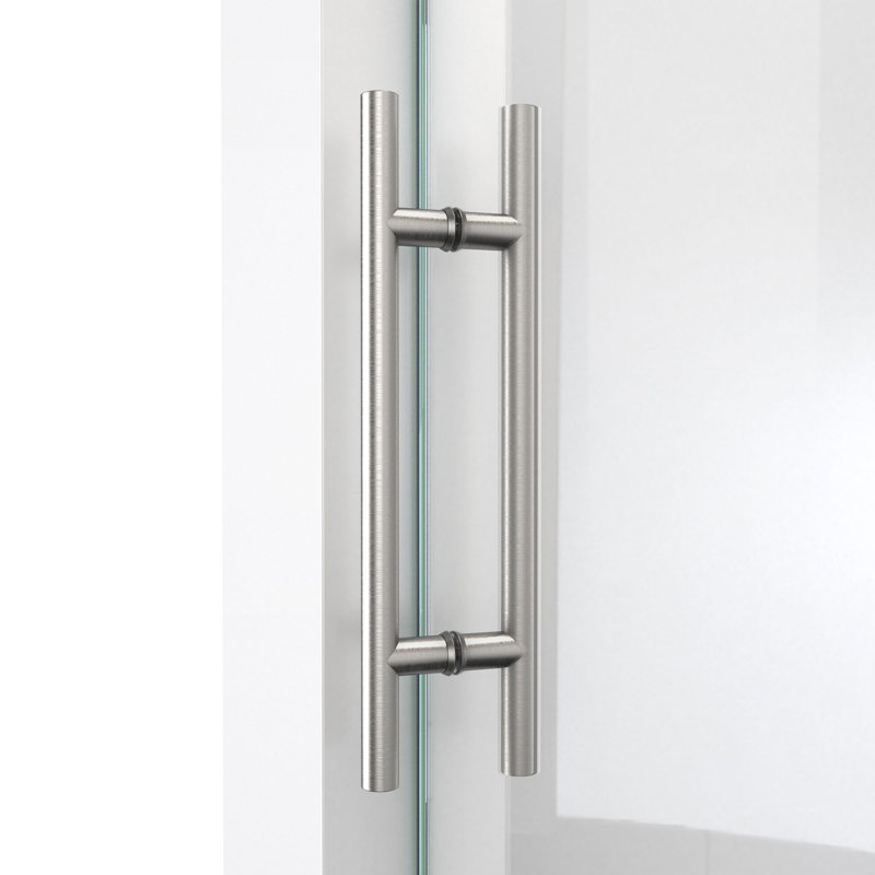 76" Frameless Clear Glass Sliding Shower Enclosure with Stainless Steel Hardware