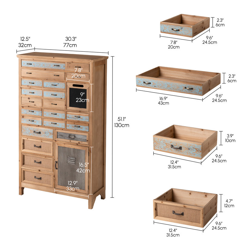 Solid Wood 1 - Door Rectangle Accent Cabinet