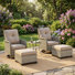 5-Piece Outdoor Swivel Glider Chair Set With Cushions, Ottomans And Side Table