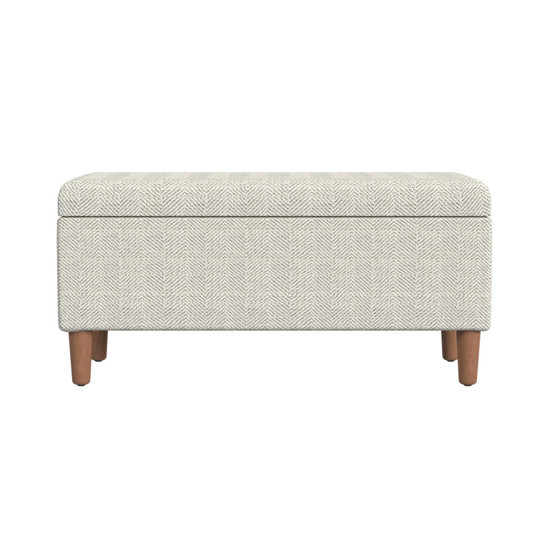 Banc de rangement rembourré 100% polyester Besart, Tissé à chevrons crème