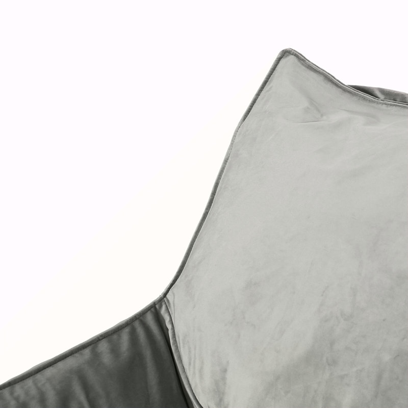 Velveteen Bean Bag Chair With Armrests, 43.11" H x 40.11" W x 40.11" D, Gray Velvet